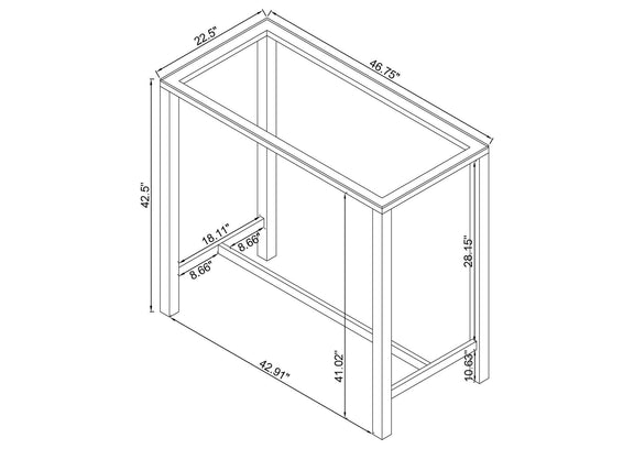 104873 Tolbert Rectangular 47-inch Glass Top Pub Bar Table Chrome