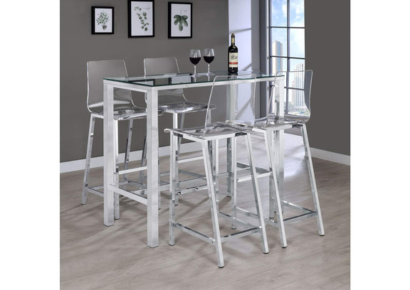 104873 Tolbert Rectangular 47-inch Glass Top Pub Bar Table Chrome