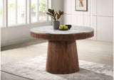 105141 Ortega Round 46-inch Marble Top Wood Dining Table Natural