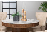 105141 Ortega Round 46-inch Marble Top Wood Dining Table Natural