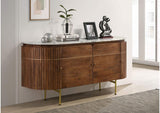 105145 Ortega 4-door Marble Top Sideboard Buffet Cabinet Natural