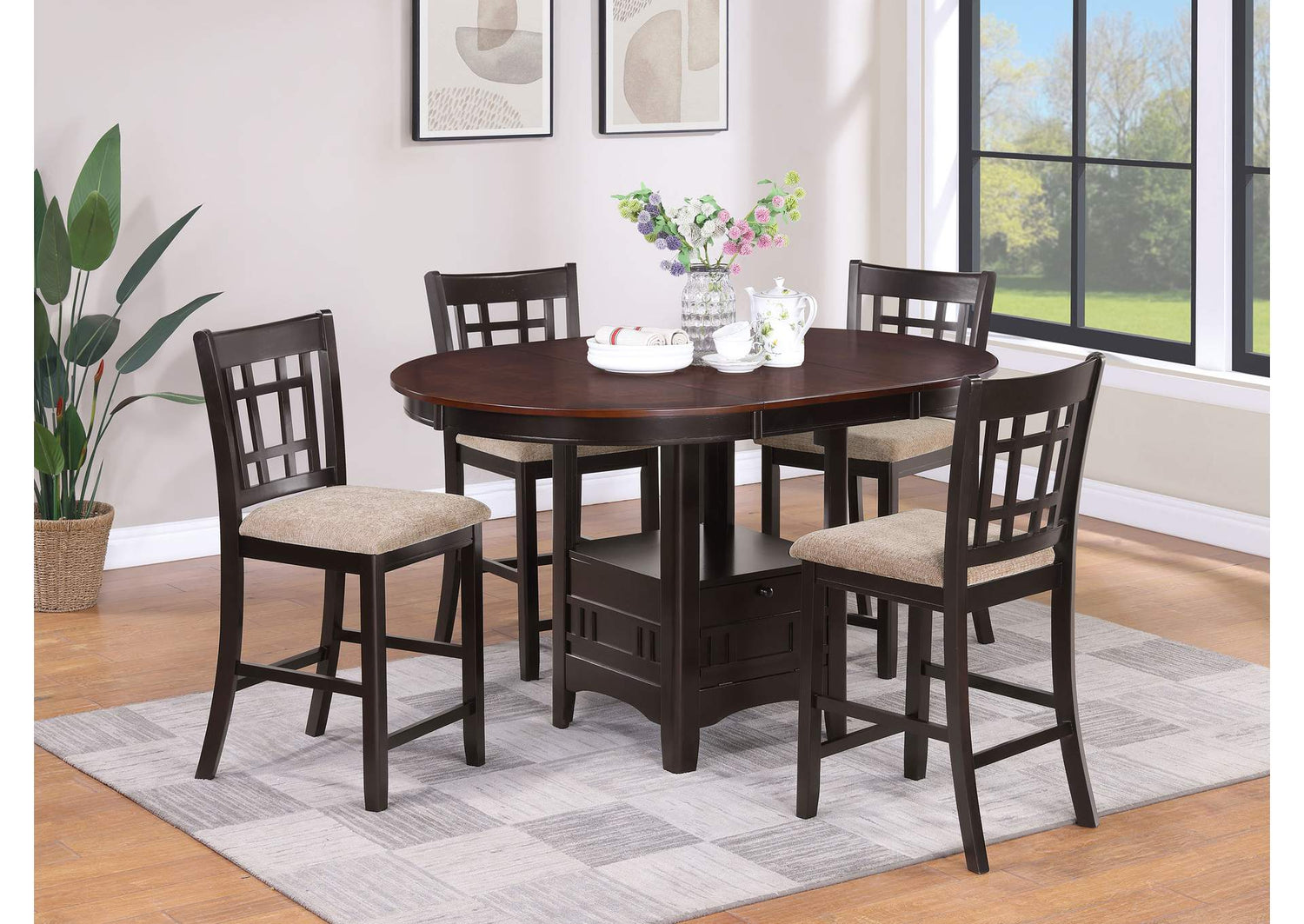Lavon 5-piece Oval Counter Height Dining Set Light Chestnut