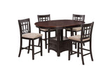 105278-S5 Lavon 5-piece Oval Counter Height Dining Set Light Chestnut