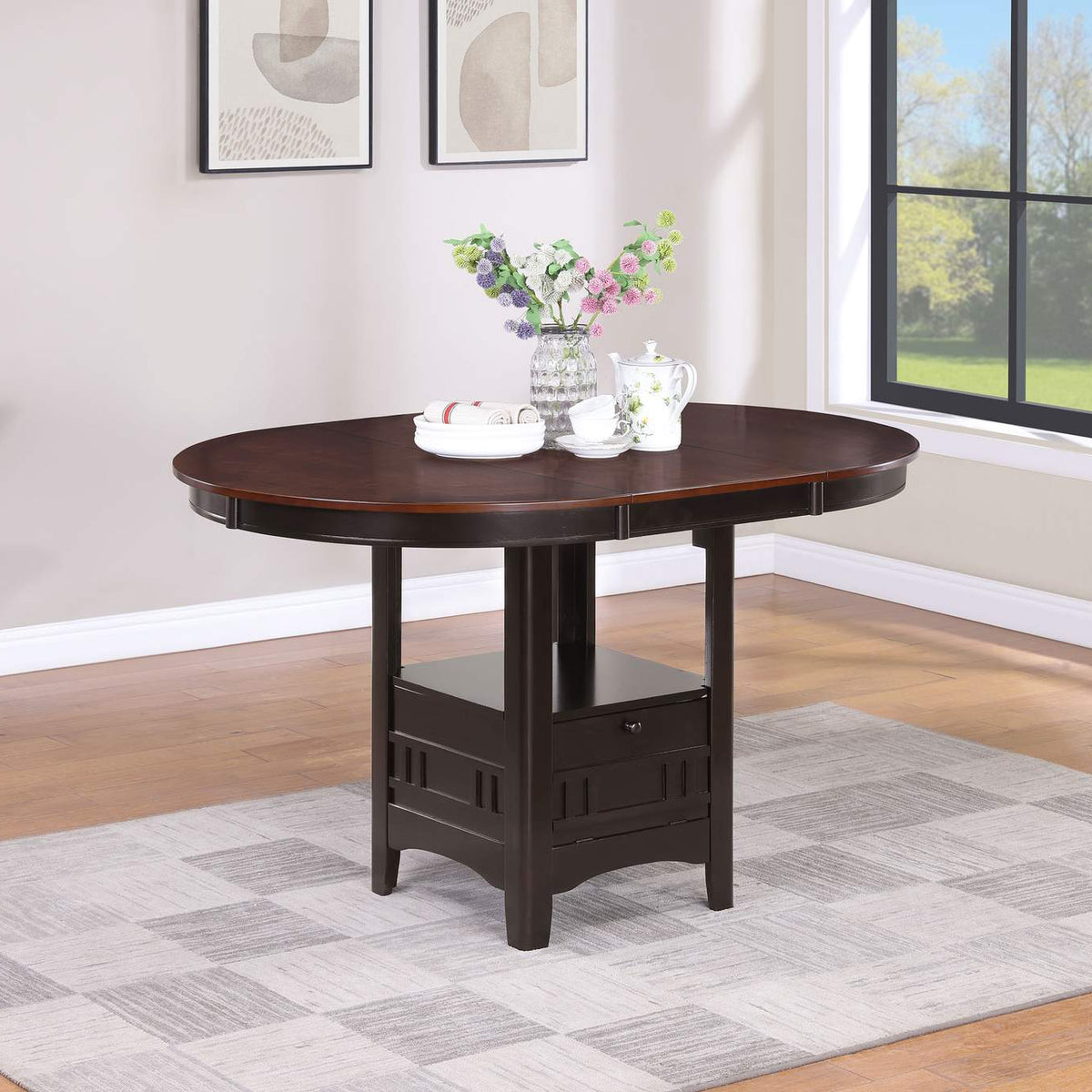 105278 Lavon Oval 60-inch Counter Height Extension Dining Table Chestnut