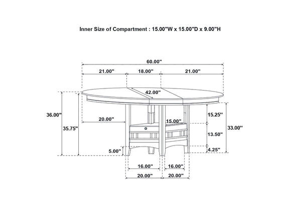 105278 Lavon Oval 60-inch Counter Height Extension Dining Table Chestnut