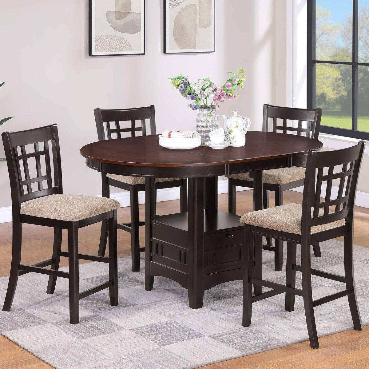 105279 Lavon Wood Counter Height Dining Chair Tan and Espresso (Set of 2)