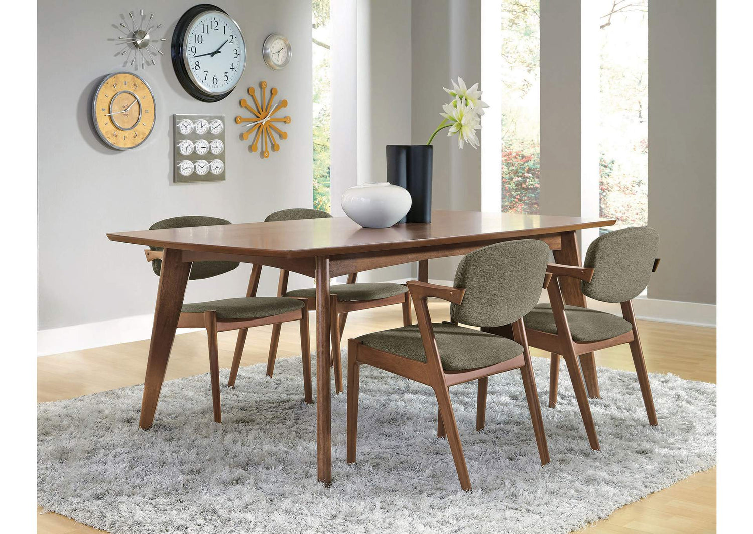 Malone 5-piece Rectangular Dining Table Set Dark Walnut