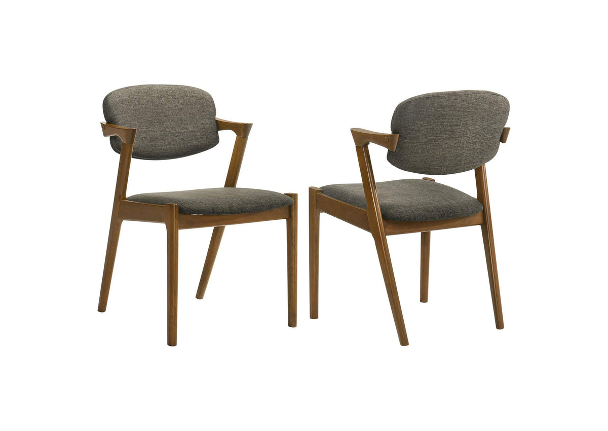105352 Malone Padded Wood Dining Arm Chair Dark Walnut (Set of 2)