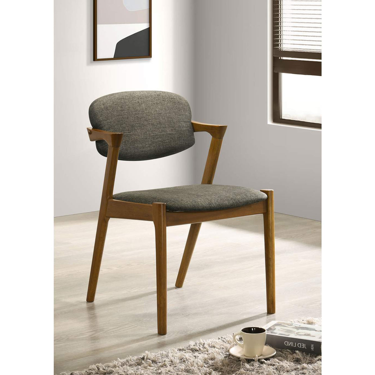 105352 Malone Padded Wood Dining Arm Chair Dark Walnut (Set of 2)