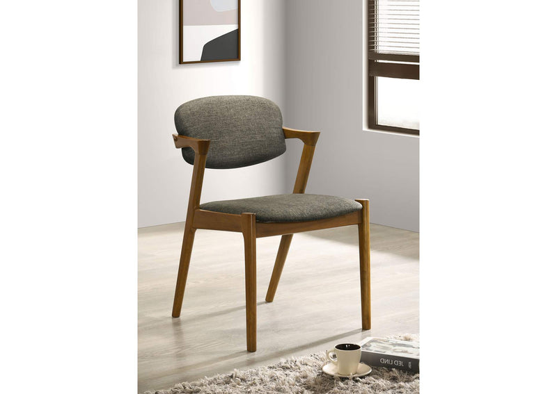 105352 Malone Padded Wood Dining Arm Chair Dark Walnut (Set of 2)