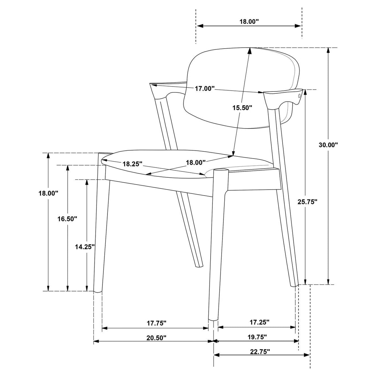 105352 Malone Padded Wood Dining Arm Chair Dark Walnut (Set of 2)