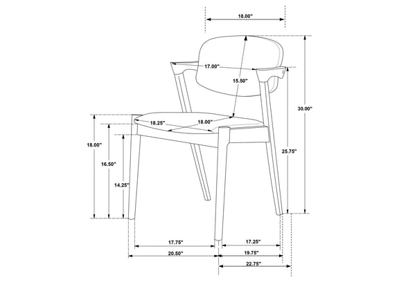 105352 Malone Padded Wood Dining Arm Chair Dark Walnut (Set of 2)