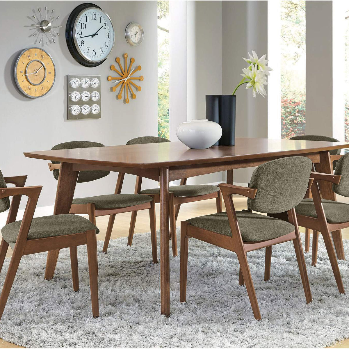105352 Malone Padded Wood Dining Arm Chair Dark Walnut (Set of 2)