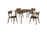 105361-S5 Jedda 5-piece Oval Dining Table Set Dark Walnut