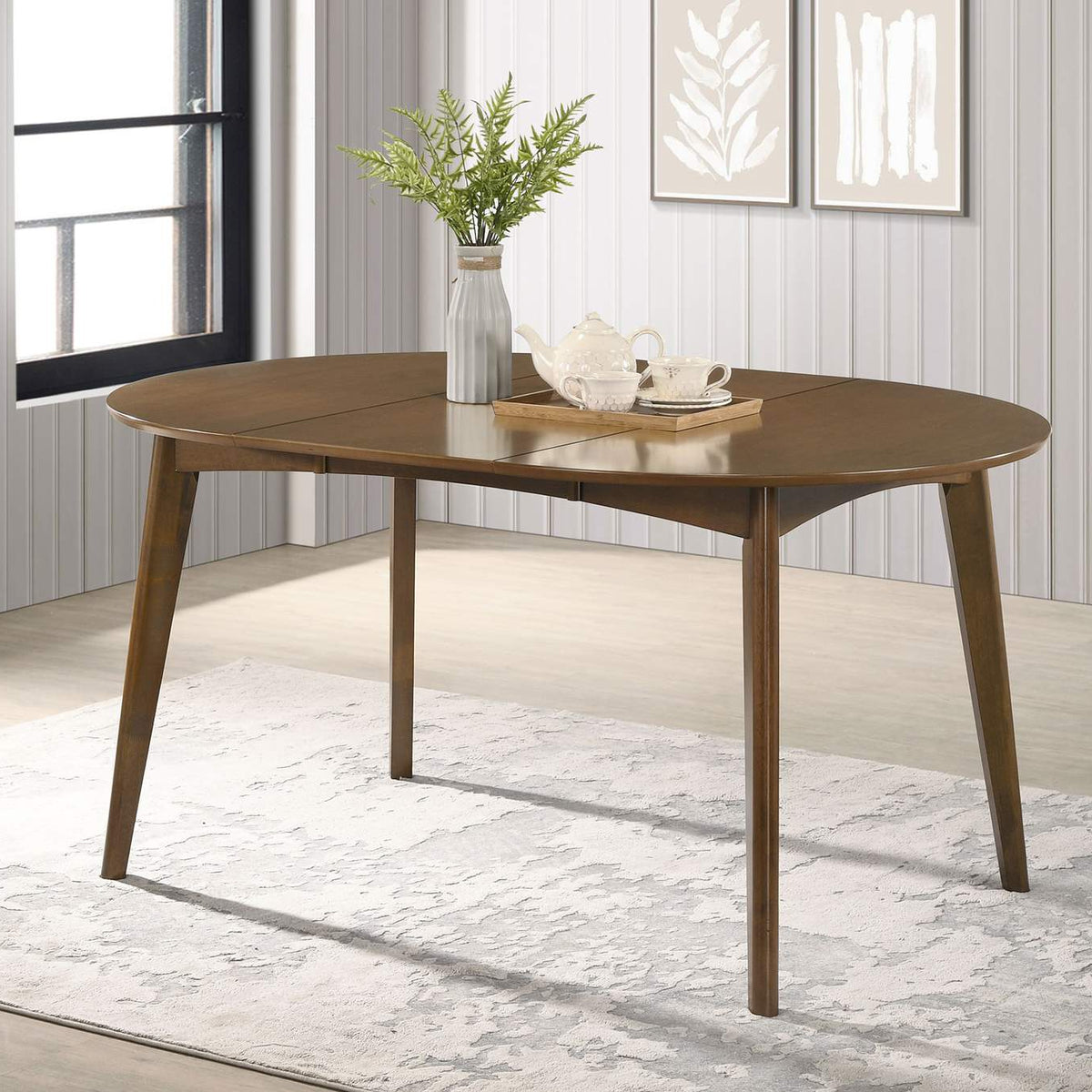105361 Jedda Oval 60-inch Extension Leaf Dining Table Dark Walnut