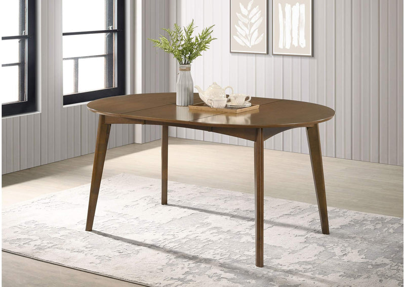 105361 Jedda Oval 60-inch Extension Leaf Dining Table Dark Walnut