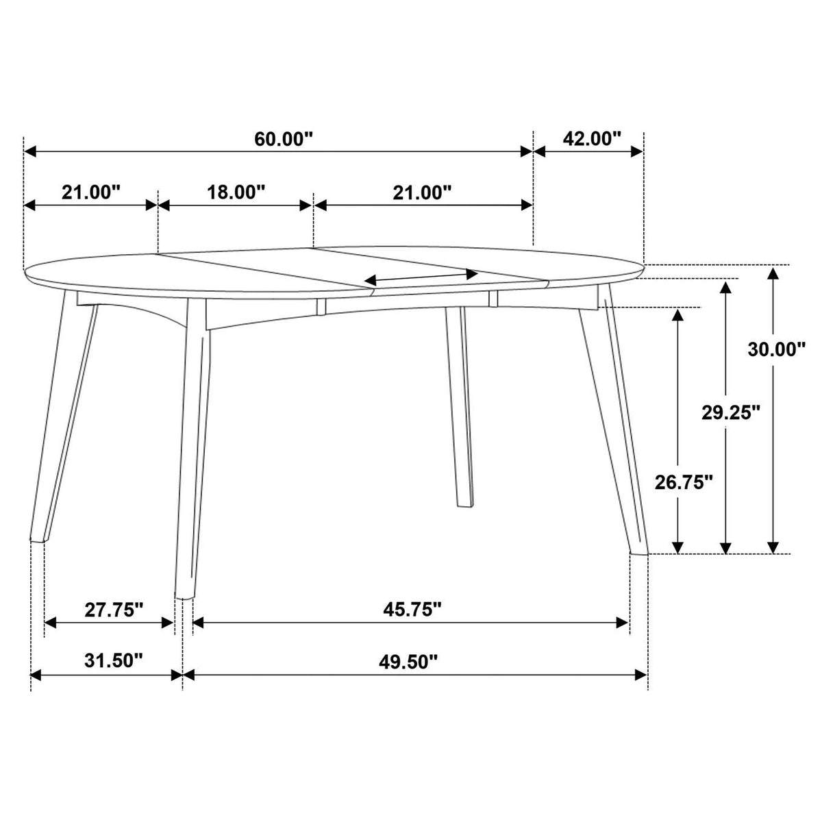 105361 Jedda Oval 60-inch Extension Leaf Dining Table Dark Walnut