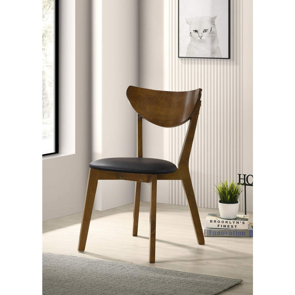 105362 Jedda Wood Dining Side Chair Dark Walnut (Set of 2)