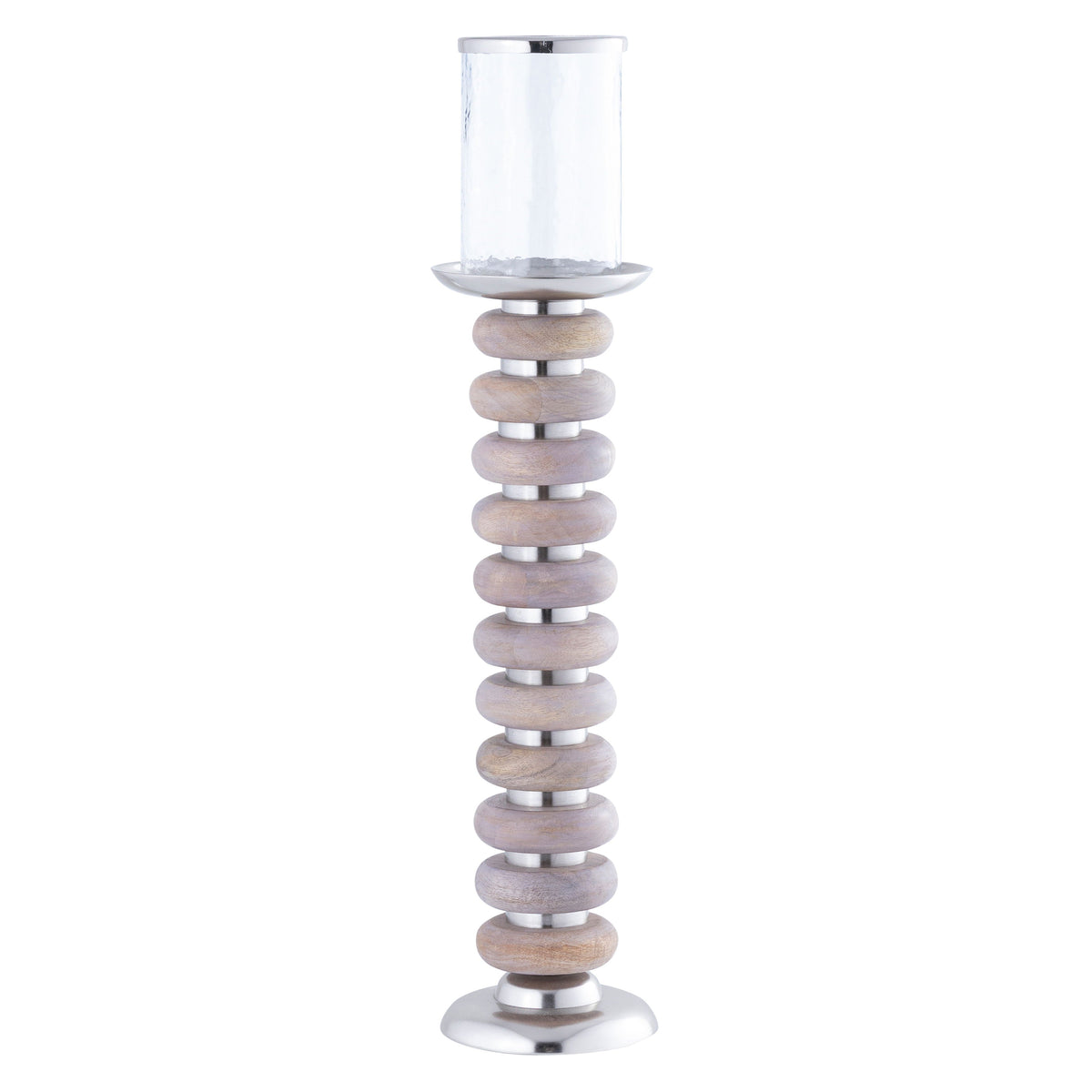 Vinita Large Wood Candle Holder - Tan