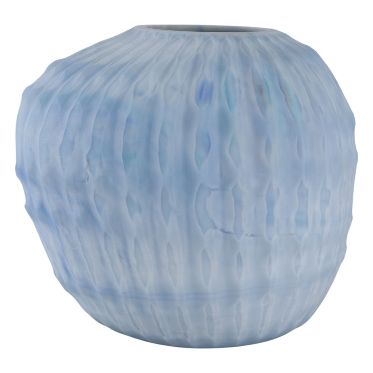12" Warwick Small Carved Glass Vase - Light Blue