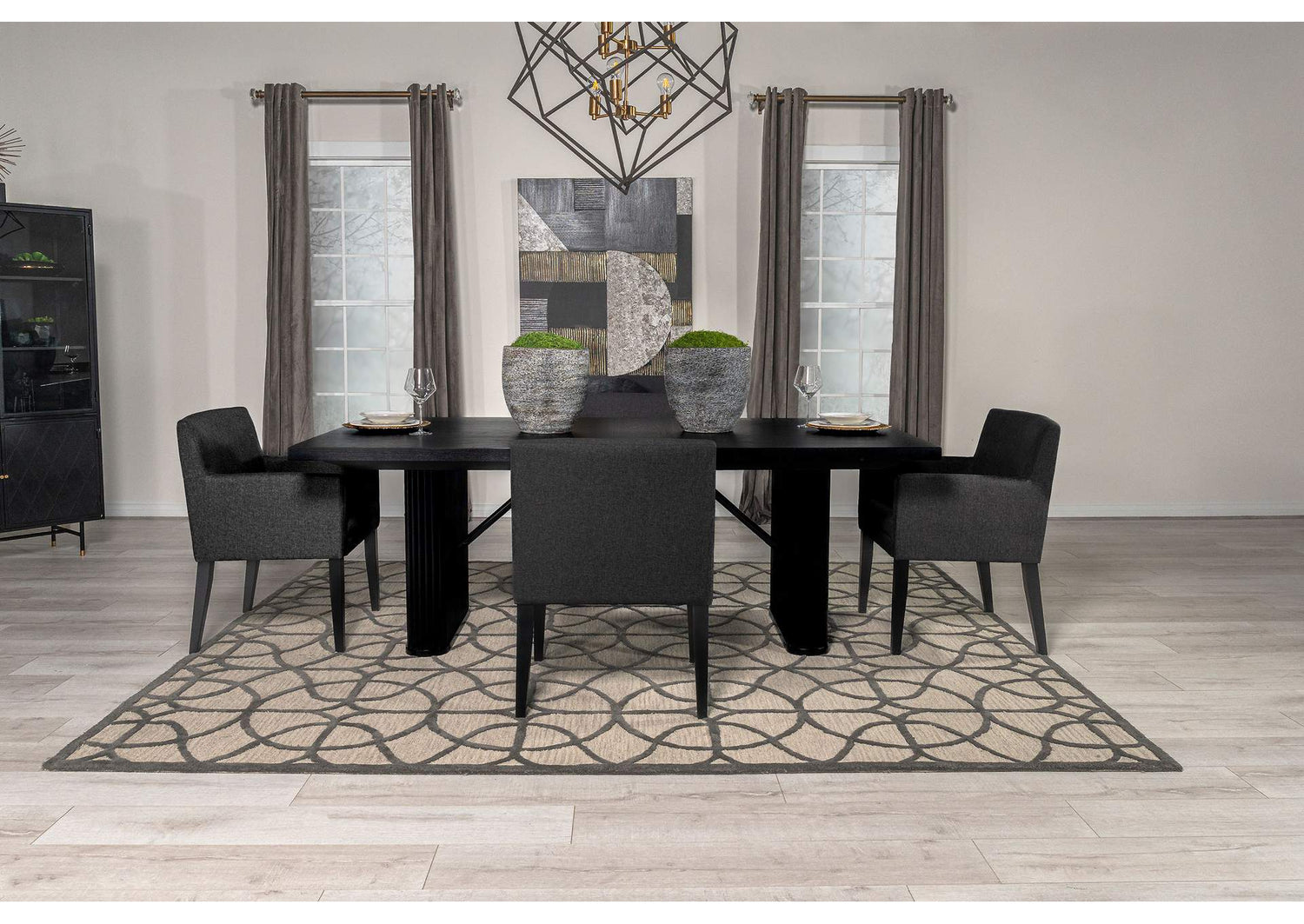 Catherine 5-piece Rectangular Dining Table Set Black