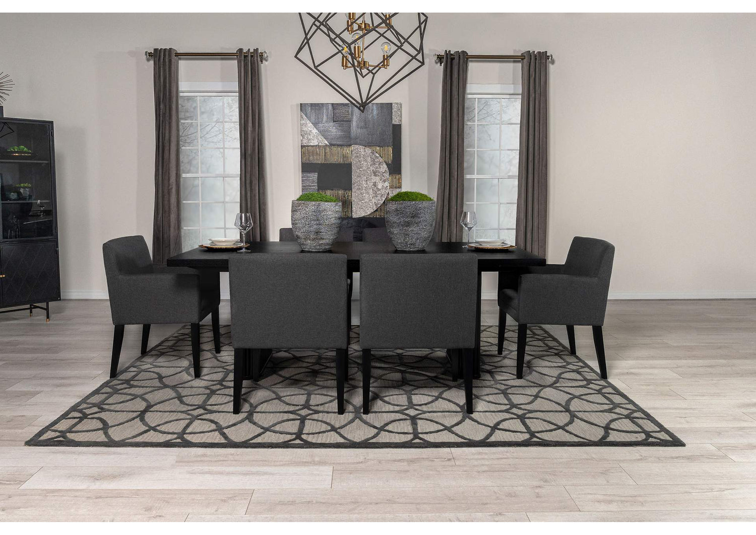 Catherine 7-piece Rectangular Dining Table Set Black