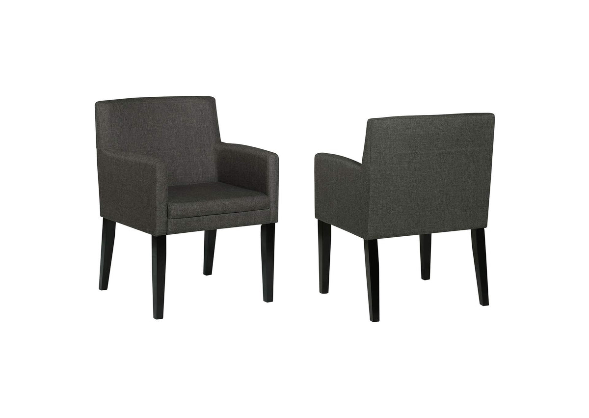 106252 Catherine Upholstered Dining Arm Chair Grey (Set of 2)