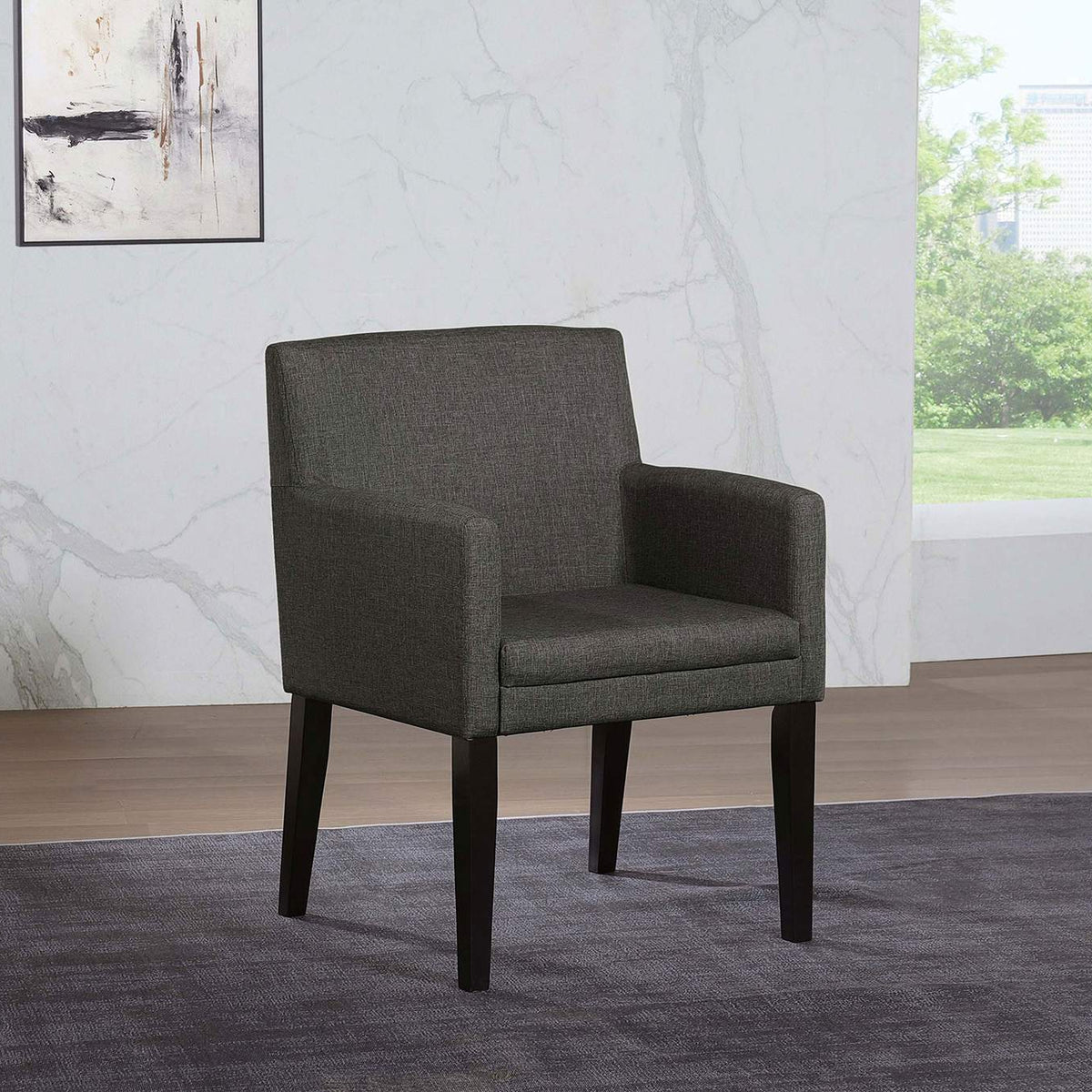 106252 Catherine Upholstered Dining Arm Chair Grey (Set of 2)