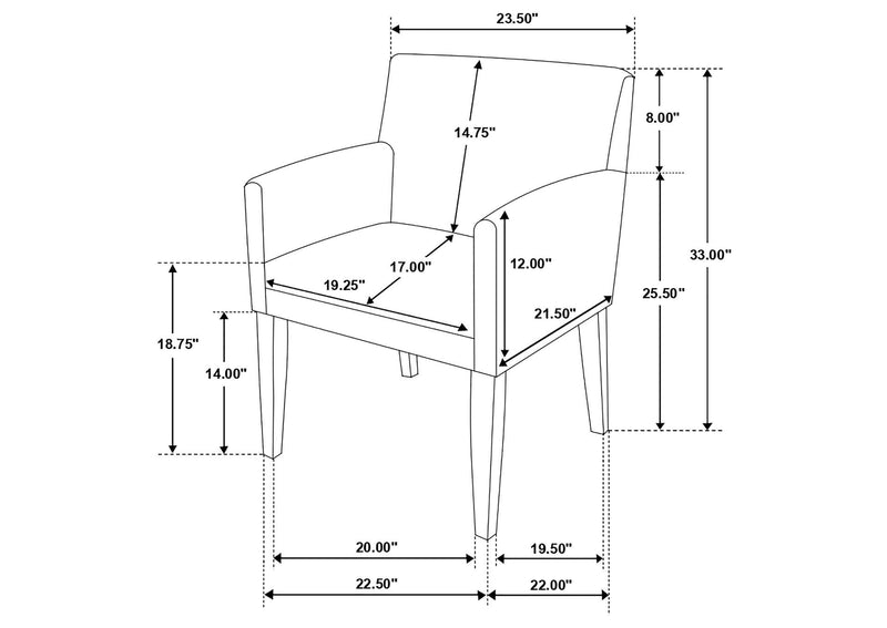 106252 Catherine Upholstered Dining Arm Chair Grey (Set of 2)