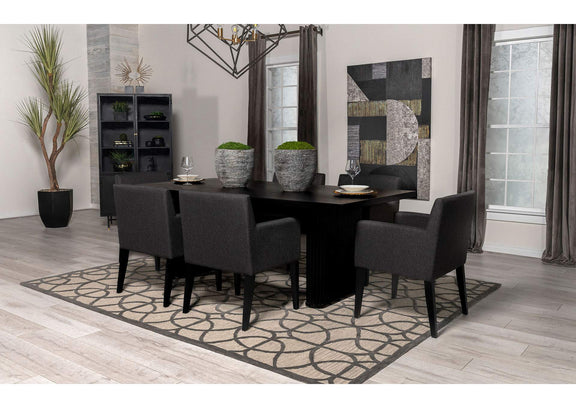 106252 Catherine Upholstered Dining Arm Chair Grey (Set of 2)