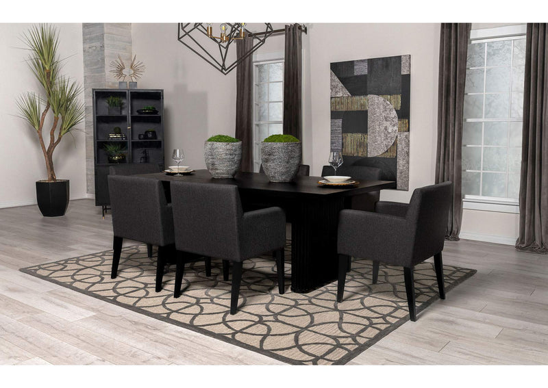 106252 Catherine Upholstered Dining Arm Chair Grey (Set of 2)