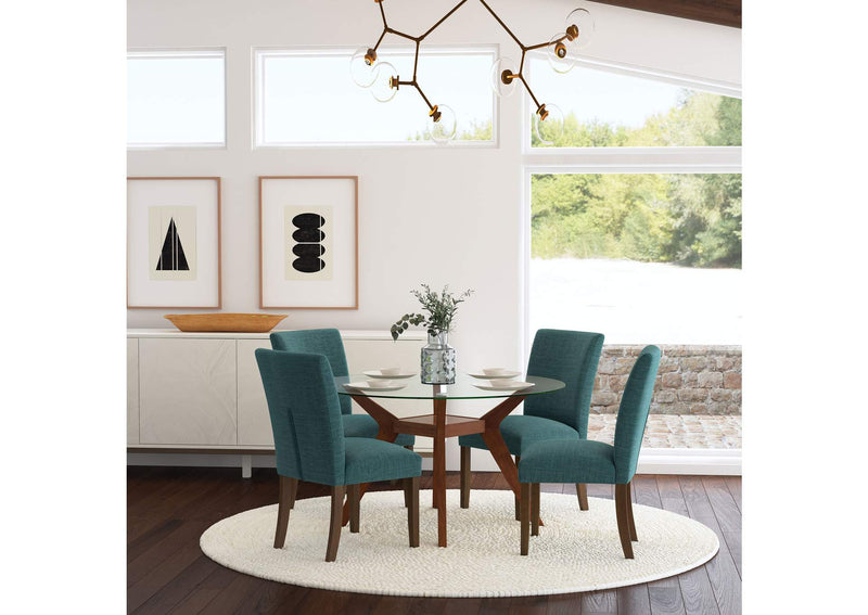 106377 Paxton Upholstered Dining Side Chair Teal Blue (Set of 2)
