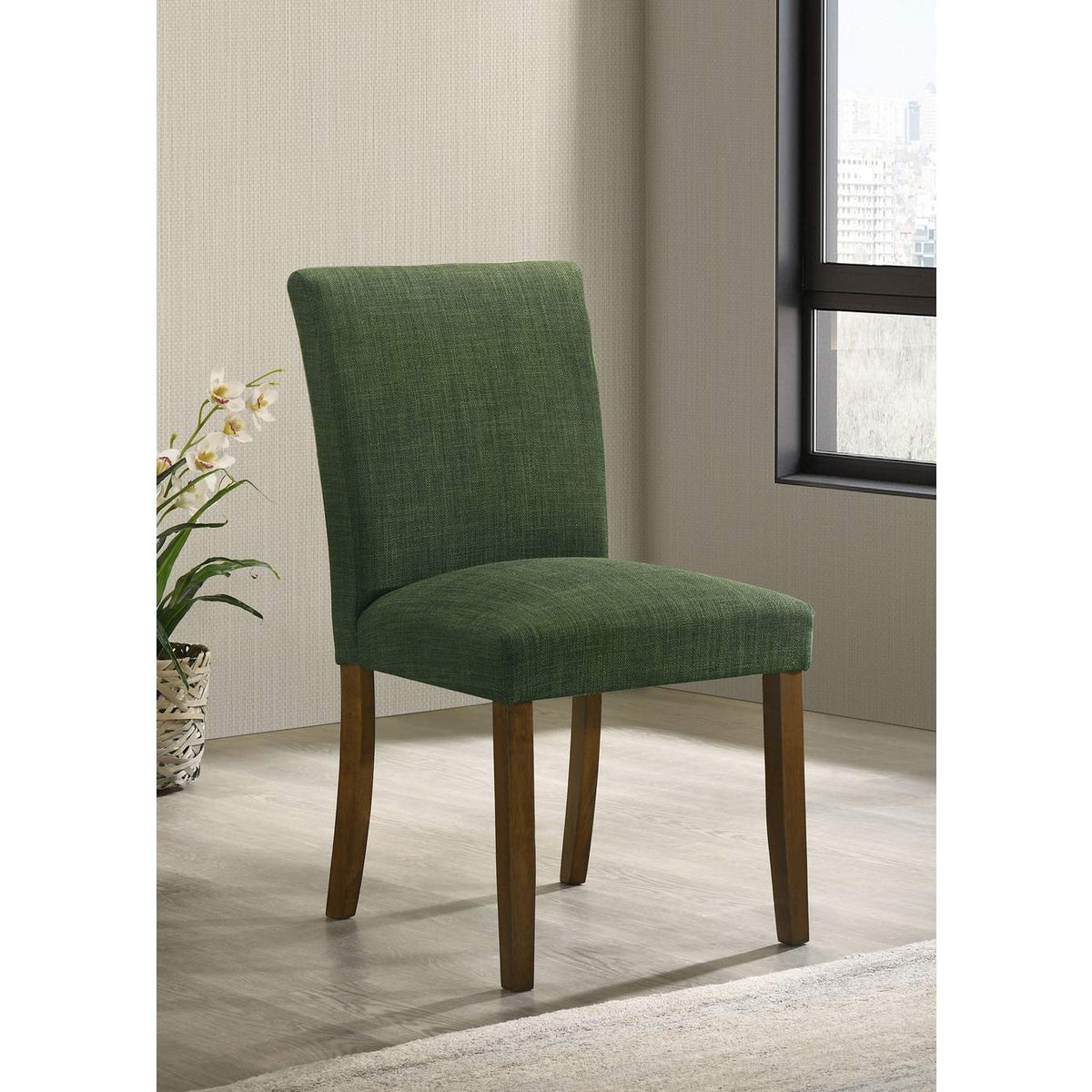 106378 Paxton Upholstered Dining Side Chair Green (Set of 2)