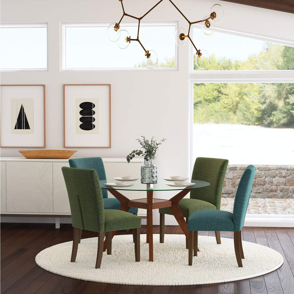 106378 Paxton Upholstered Dining Side Chair Green (Set of 2)