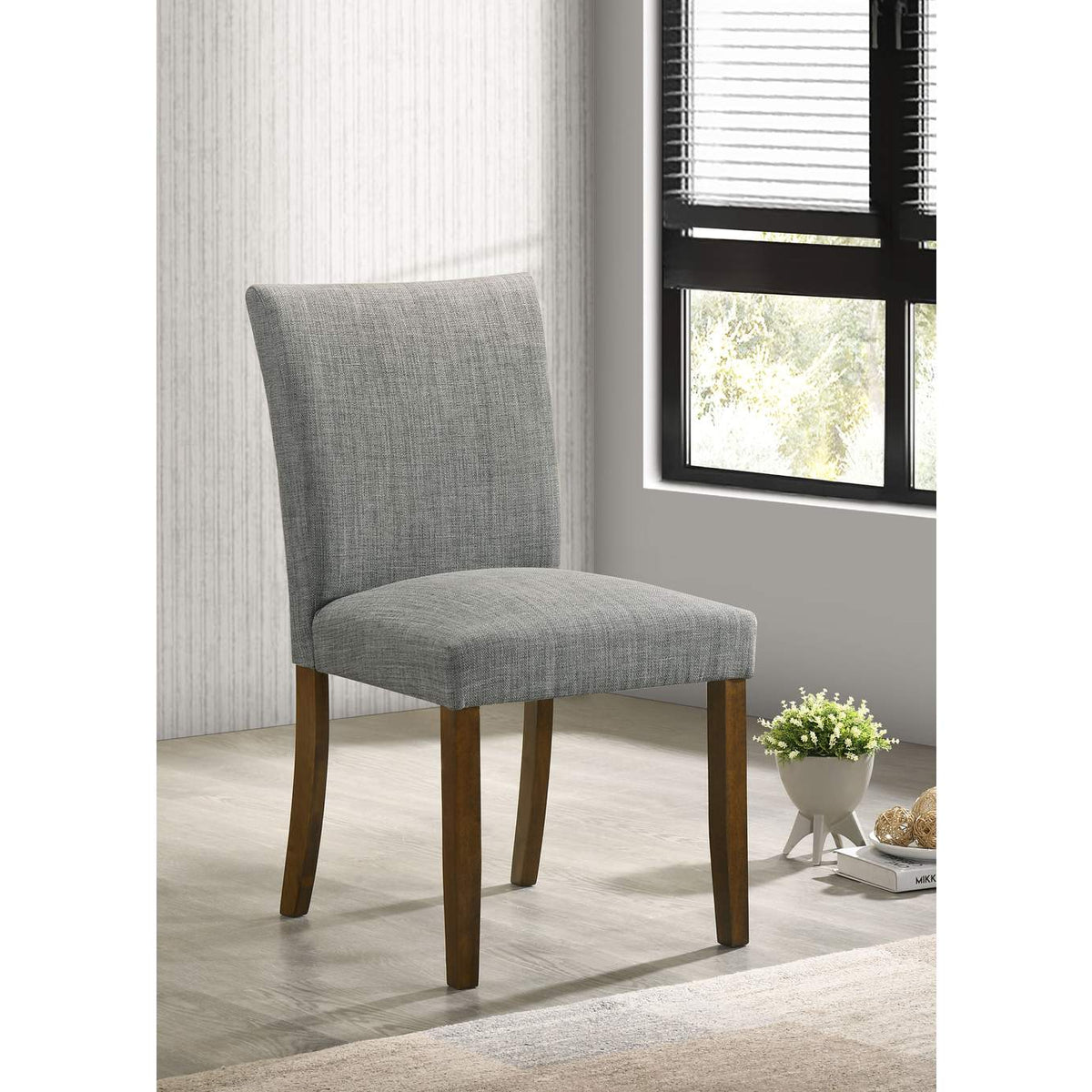 106379 Paxton Upholstered Dining Side Chair Grey (Set of 2)