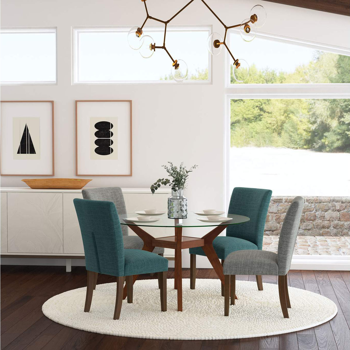106379 Paxton Upholstered Dining Side Chair Grey (Set of 2)