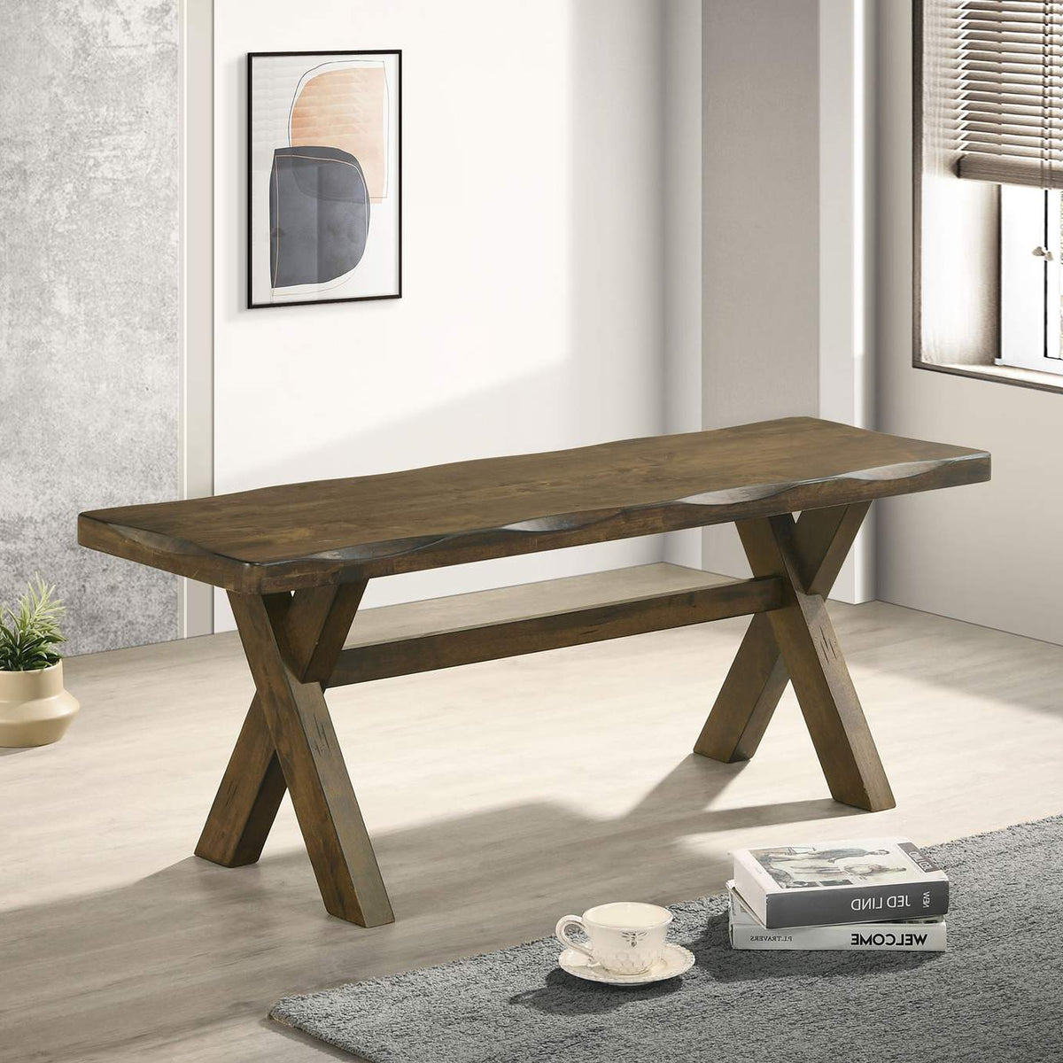 106383 Alston 47-inch Solid Wood Dining Bench Knotty Nutmeg