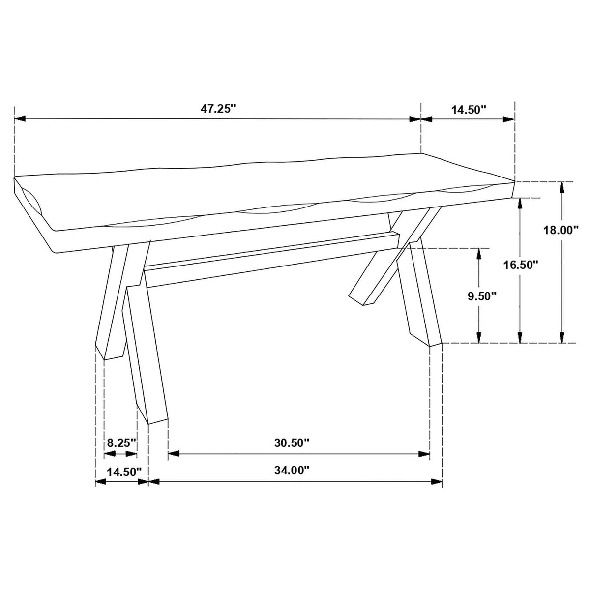 106383 Alston 47-inch Solid Wood Dining Bench Knotty Nutmeg