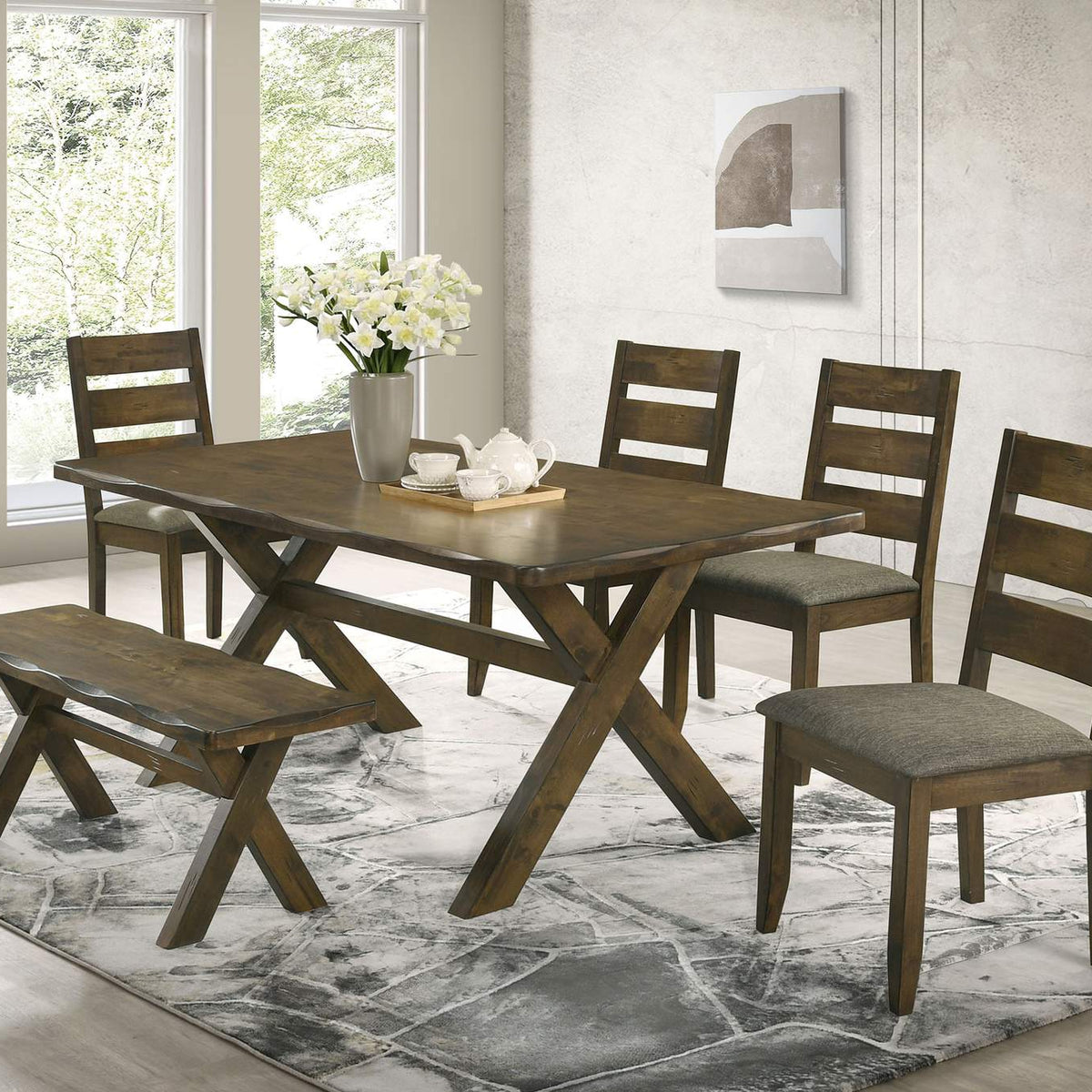 106383 Alston 47-inch Solid Wood Dining Bench Knotty Nutmeg
