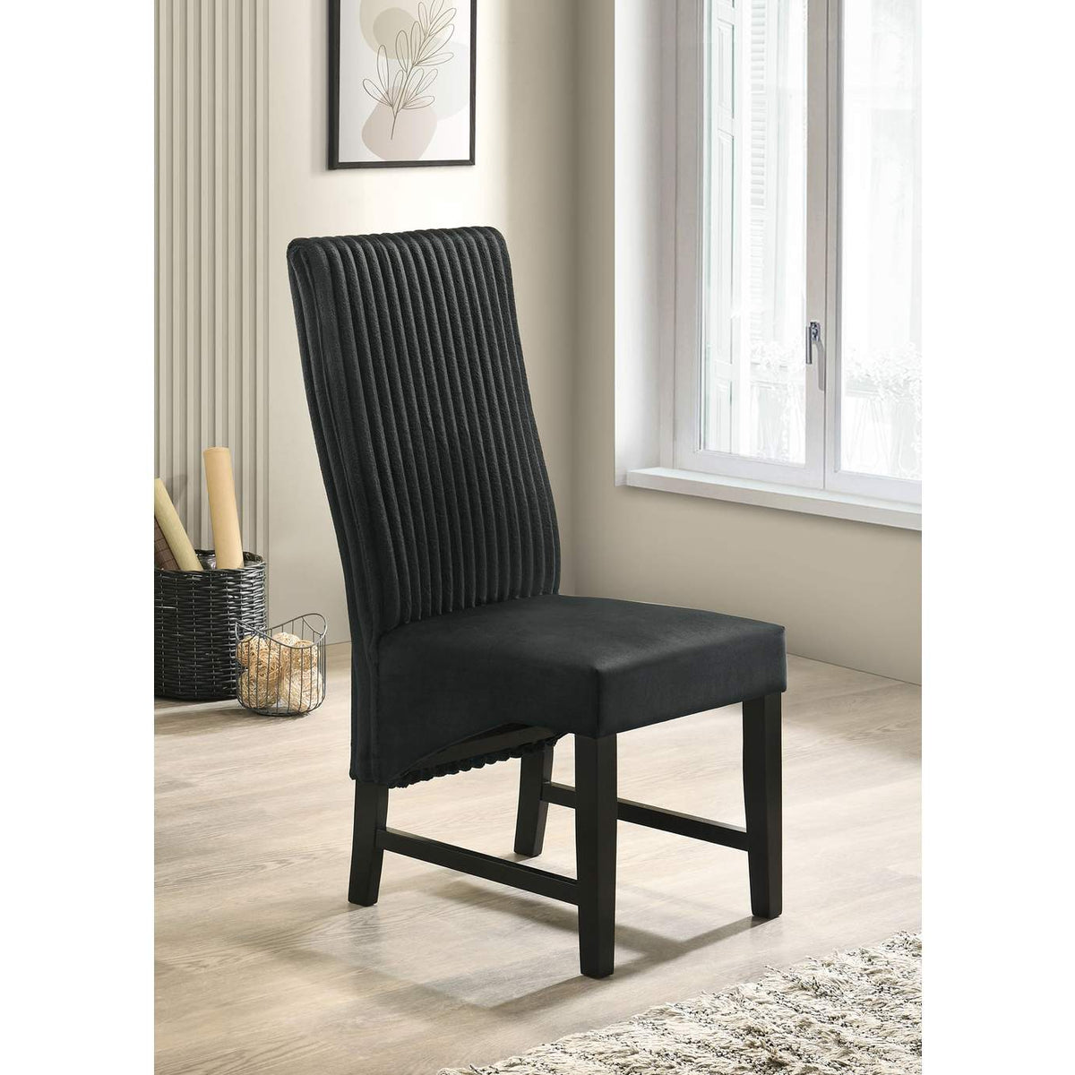 106387 Barrand Upholstered Dining Side Chair Black (Set of 2)