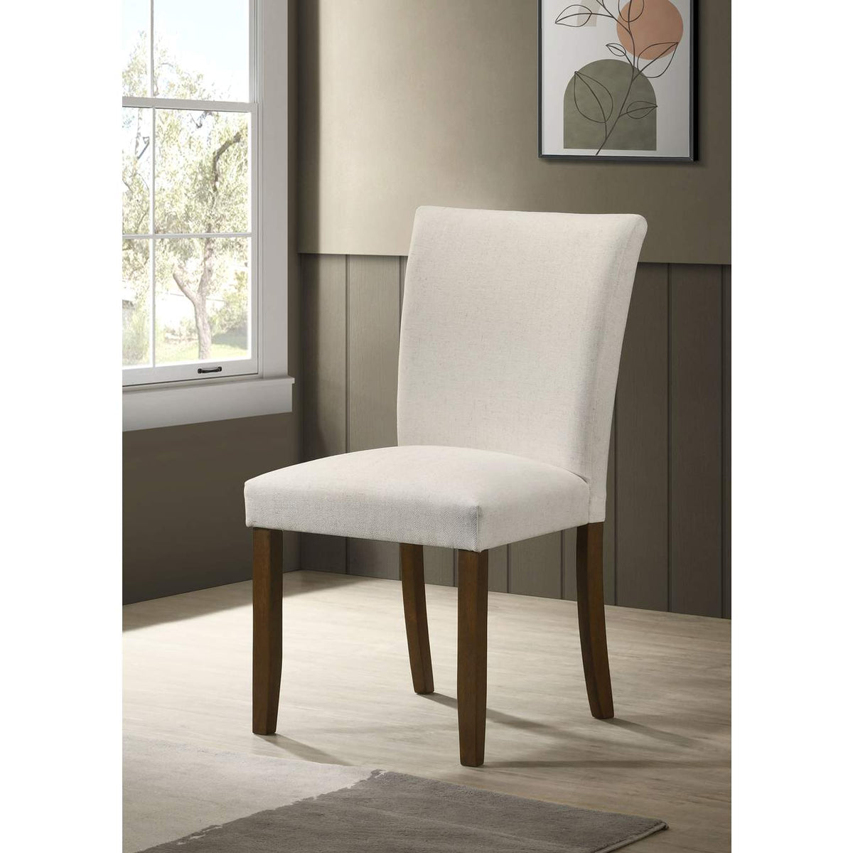 106412 Paxton Upholstered Dining Side Chair Beige (Set of 2)