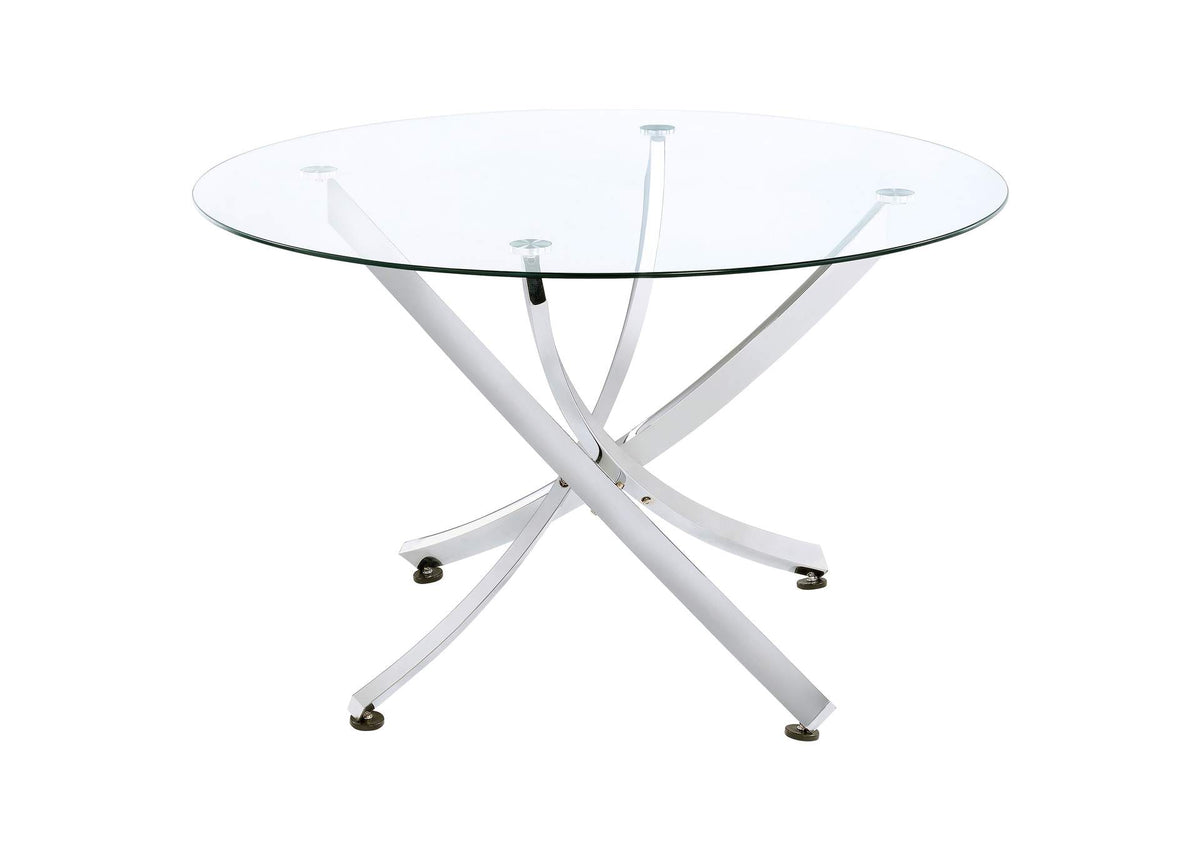 Beckham Round 46-inch Glass Top Dining Table Chrome