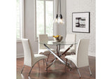 106440 Beckham Round 46-inch Glass Top Dining Table Chrome
