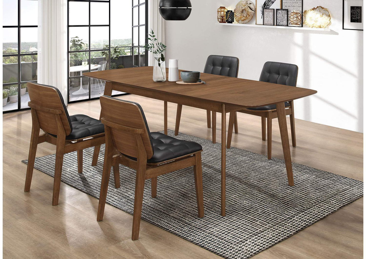 Redbridge Rectangular 5-piece Dining Set Natural Walnut