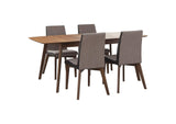 106591-S5 Redbridge 5-piece Rectangular Dining Set Natural Walnut