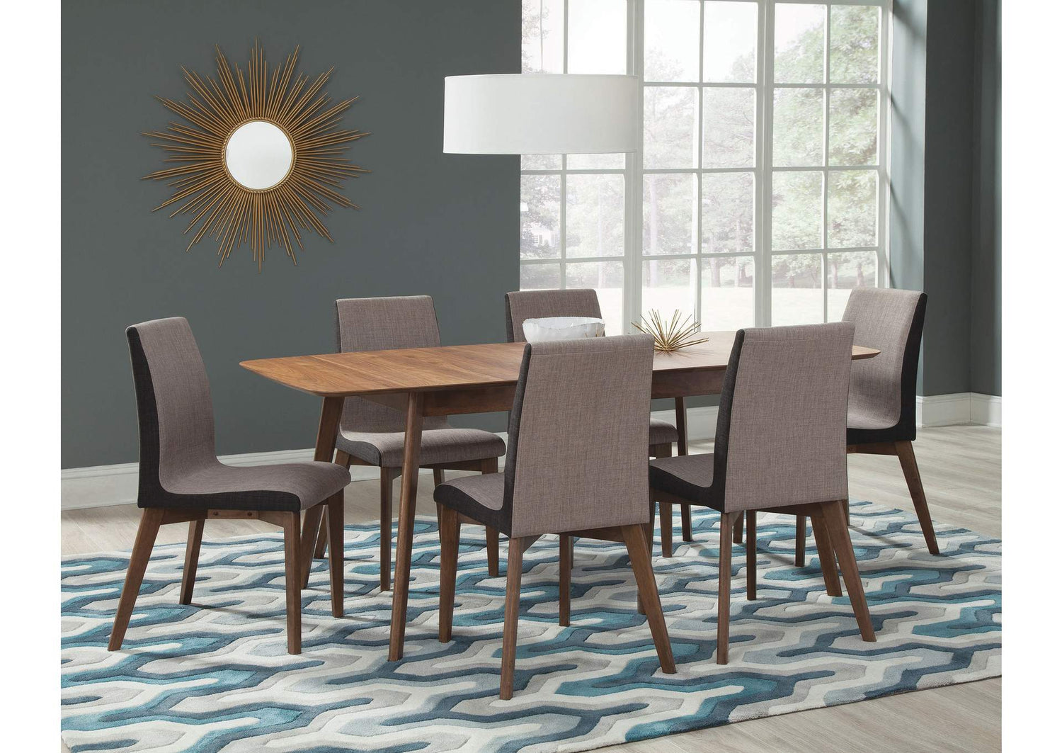 Redbridge 7-piece Rectangular Dining Set Natural Walnut