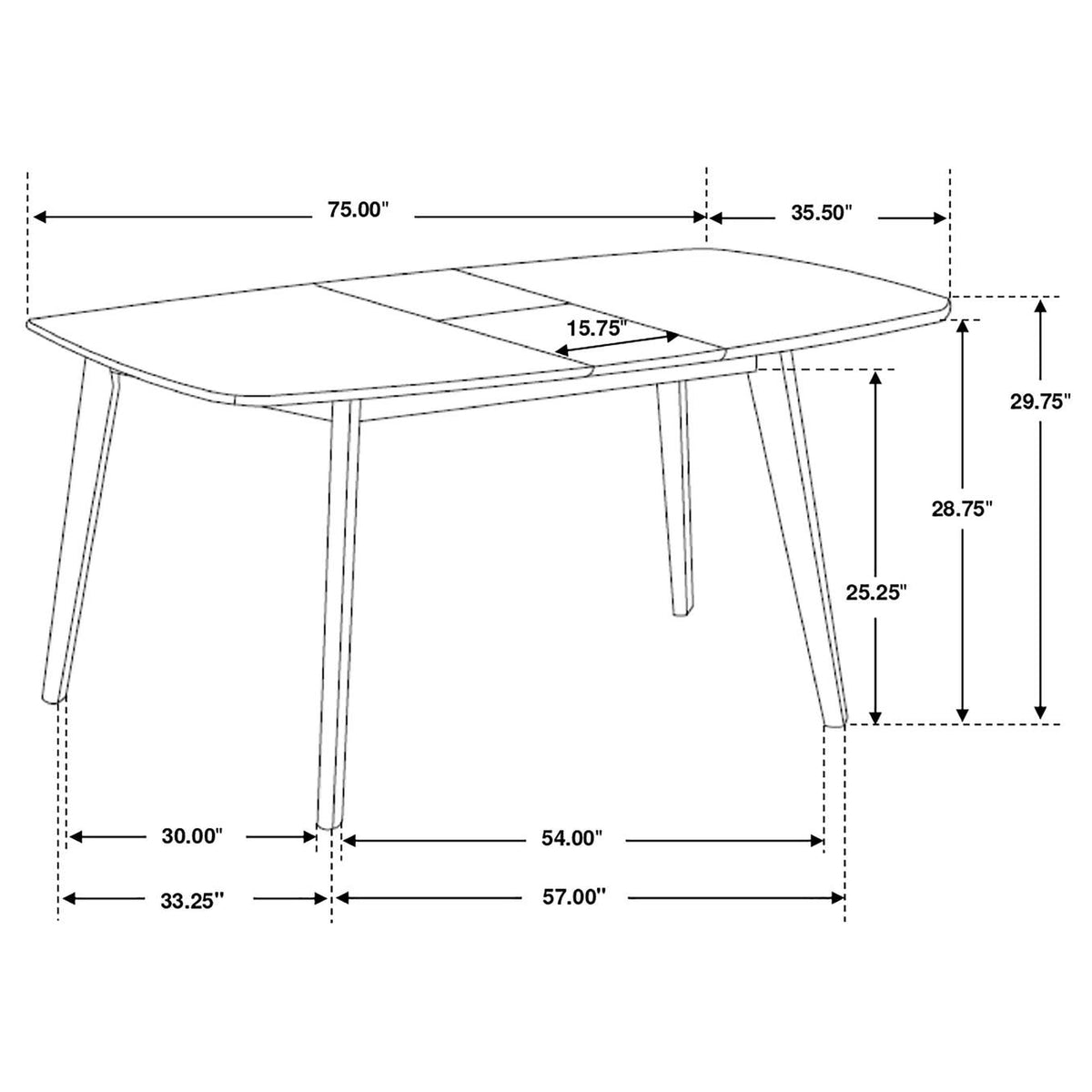106591 Redbridge 75-inch Extension Leaf Dining Table Natural Walnut