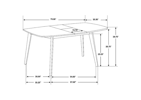 106591 Redbridge 75-inch Extension Leaf Dining Table Natural Walnut