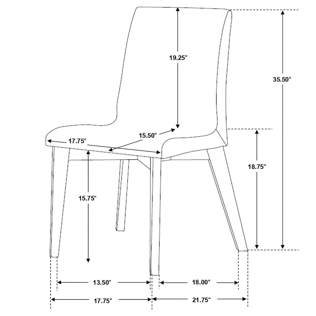 106592 Redbridge Upholstered Dining Side Chair Walnut (Set of 2)