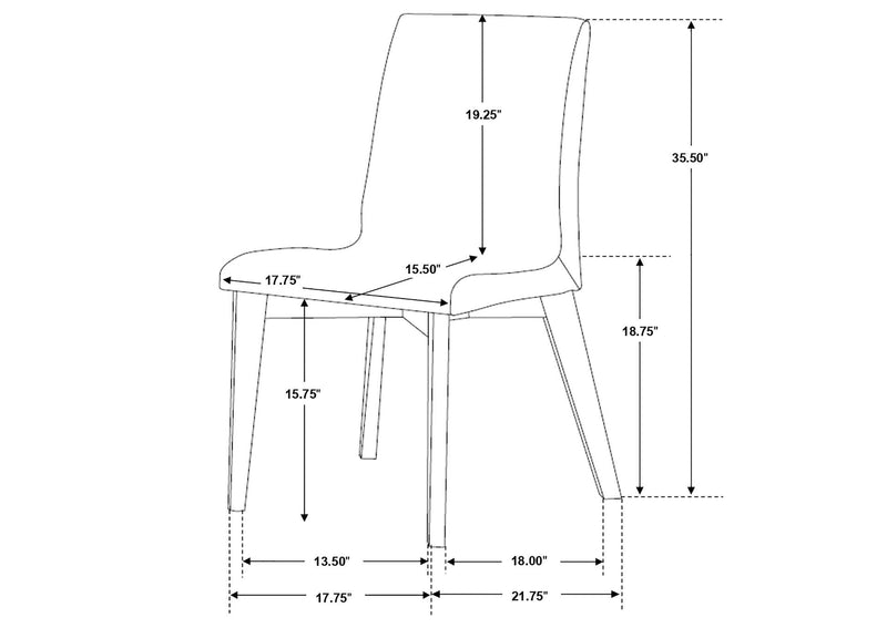 106592 Redbridge Upholstered Dining Side Chair Walnut (Set of 2)